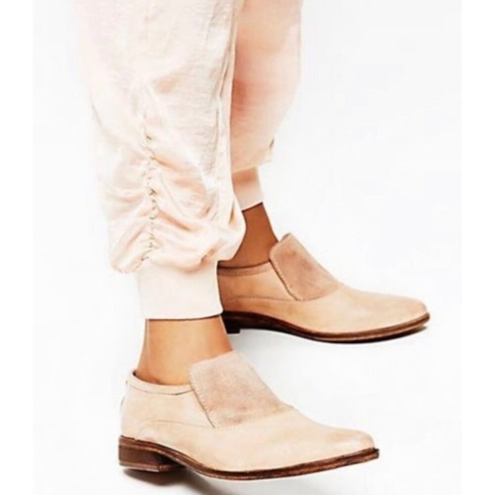 Free People Womens Brady Blush Leather Loafer shoes size 36.5